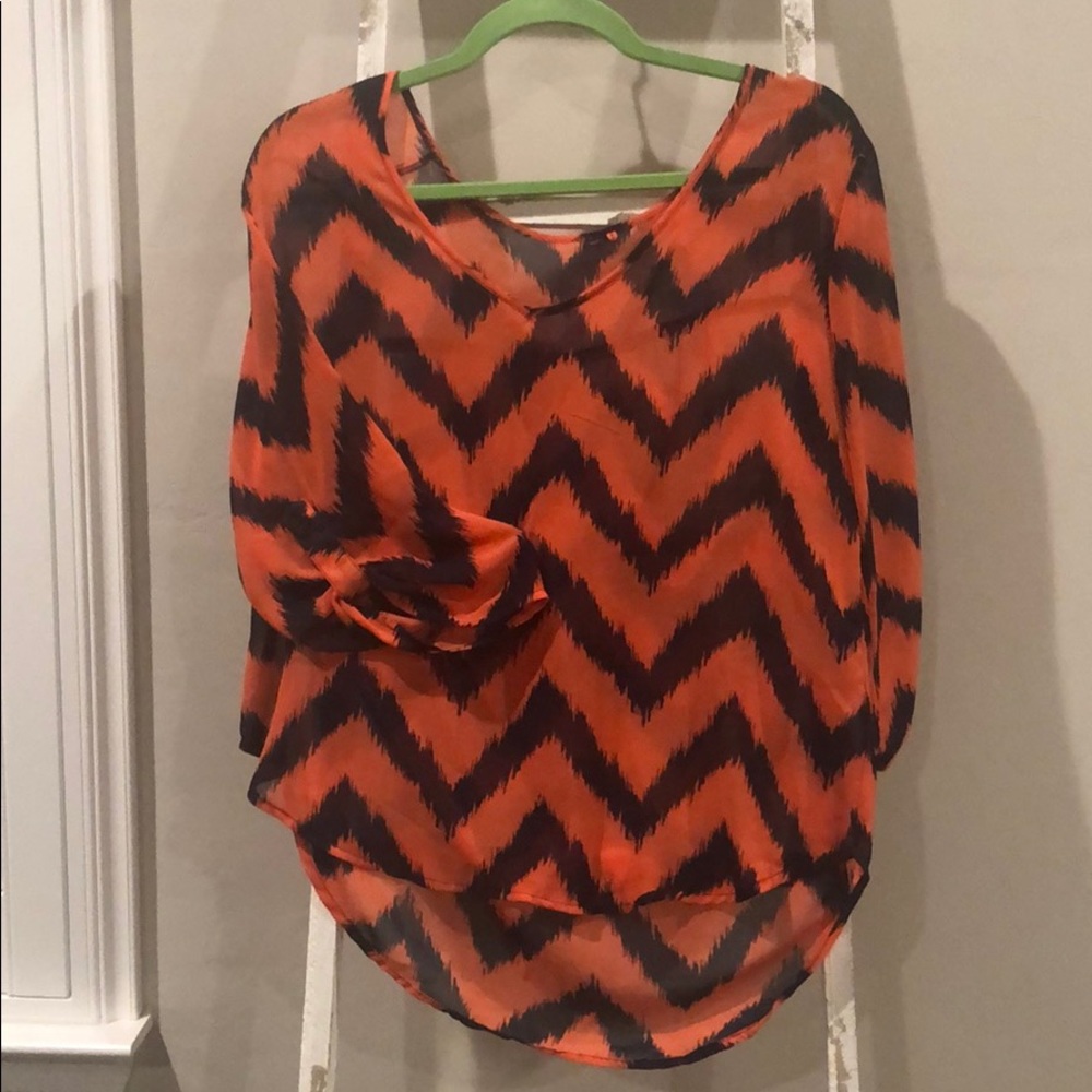 Sheer 3/4 sleeve blouse